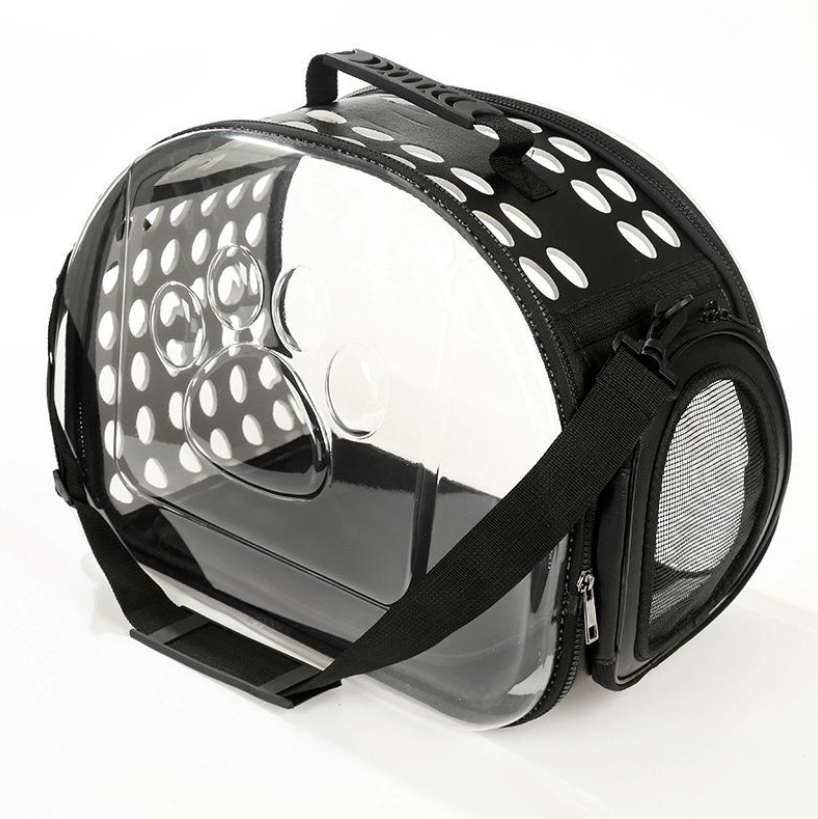 Сумка-переноска для животных След лапки 22x36x20 см S Черный/Прозрачный (00000006563)