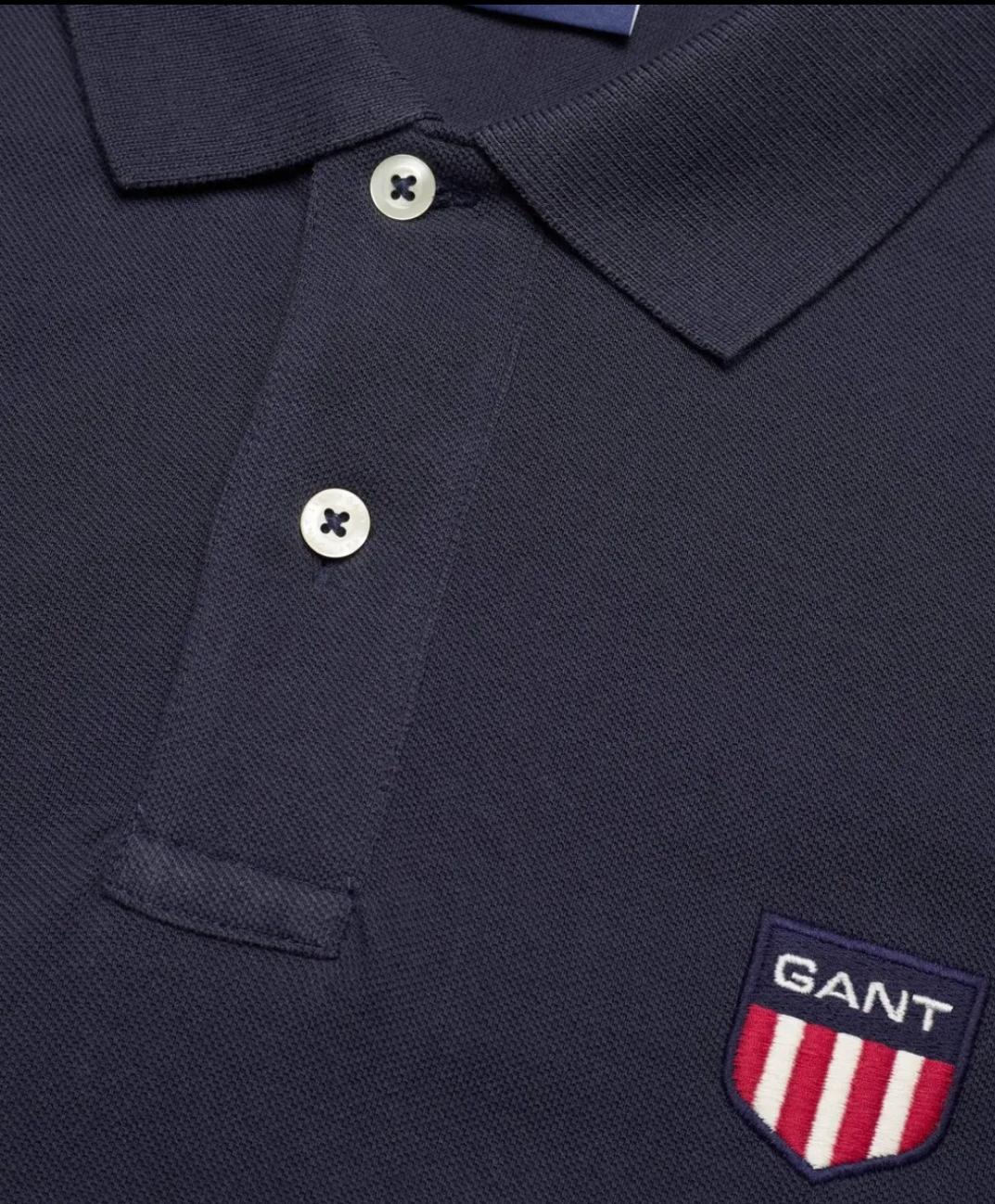 Поло мужское Gant Shield Pique Sleeve Polo GT-9768NV M - фото 3