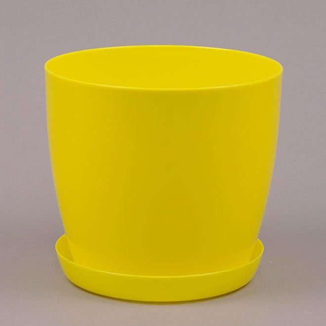 Горщик пластмасовий Flora Ага з підставкою 20 см Жовтий (84734)