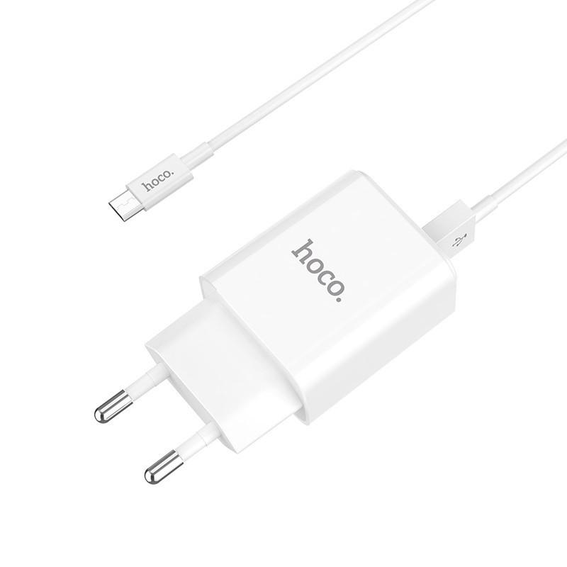 Зарядное устройство сетевое Hoco C62A Victoria 2.1A 2USB/cable MicroUSB Белый (00000033846_1)