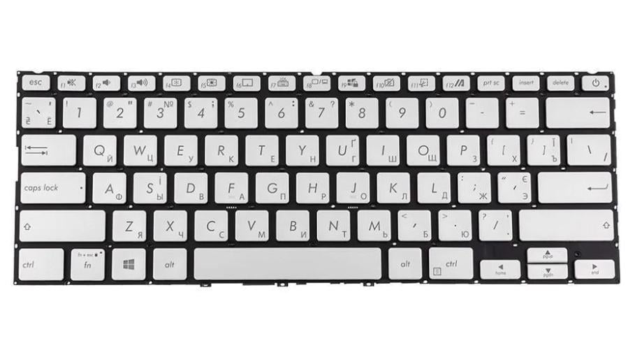 Клавиатура для ноутбука Asus UX434 series ukr без фрейма/подсветки клавиш Ice Silver (171872)
