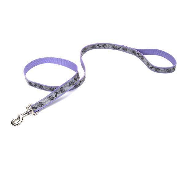 Повідець для собак Coastal Lazer Brite Reflective Leash Лапа/кістка світловідбивний 1,6х120 см Фіолетовий (76484464621)