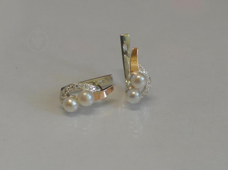 Серебряные серьги Sil с жемчугом 109s-3 Белый (Sil-911)