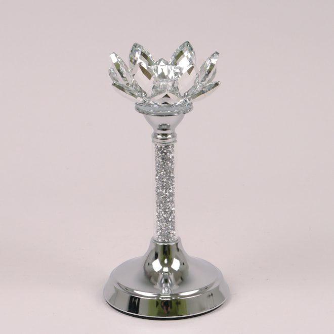 Подсвечник металлический Flora 22 см Серебряный (36755)