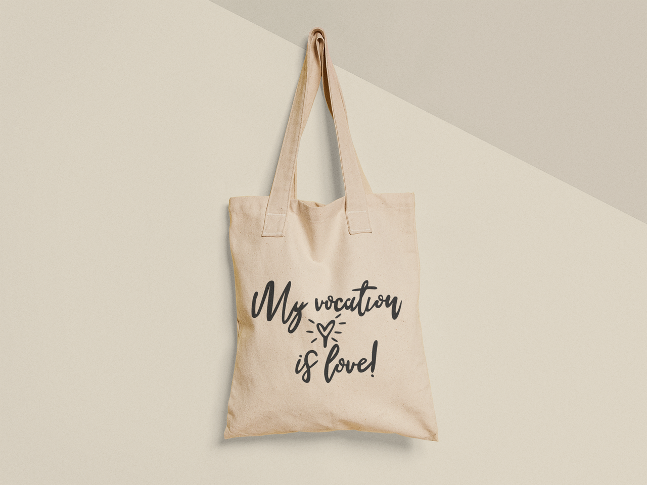 Еко-торба шопер з принтом "My vocation is love" 38х40 см Бежевий (ПН464-Т)