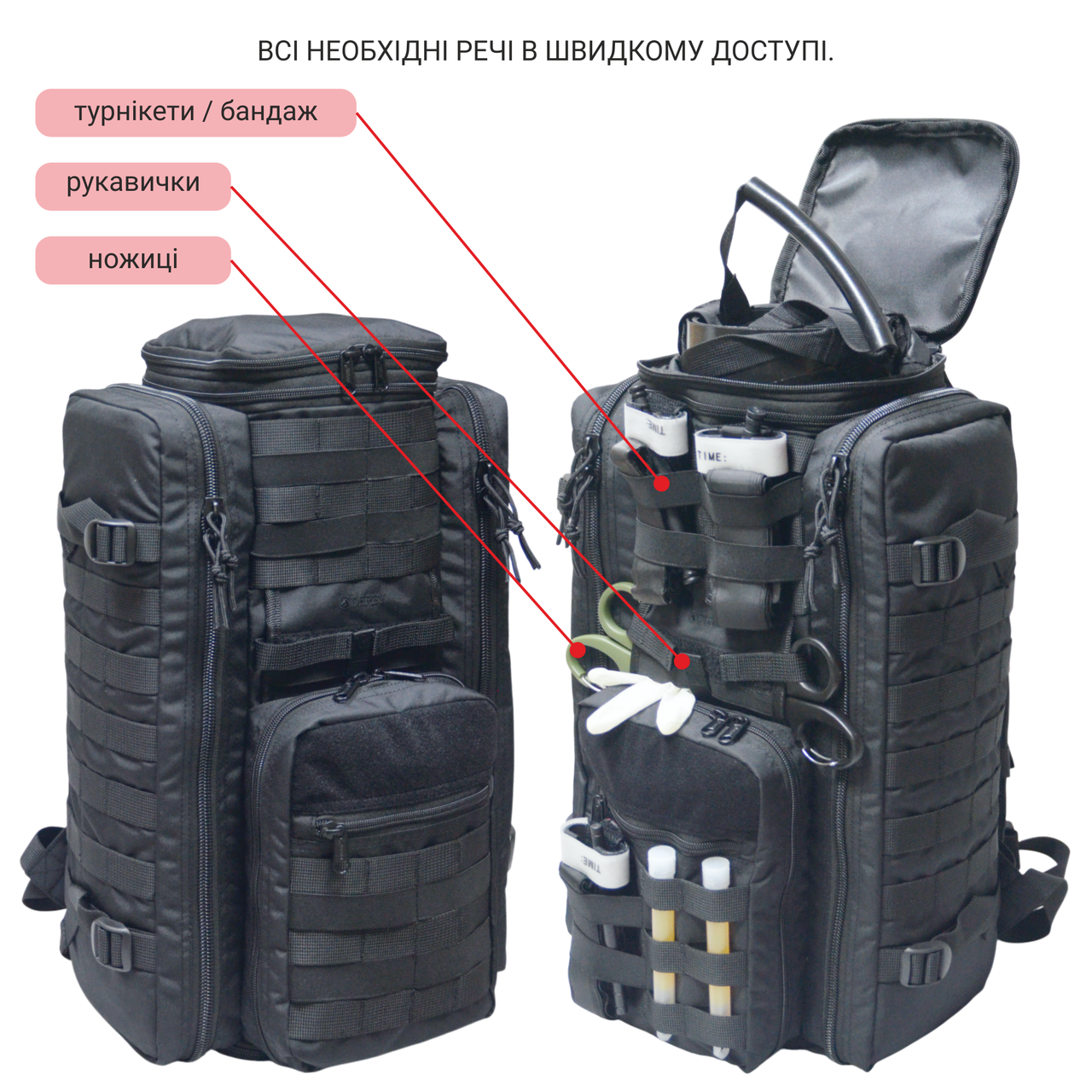 Рюкзак боевого медика Derby MultiPack с отделом для нош волокуш Черный (2558929445) - фото 7 Рюкзак боевого медика Derby MultiPack с отделом для нош волокуш Черный (2558929445) - фото 7