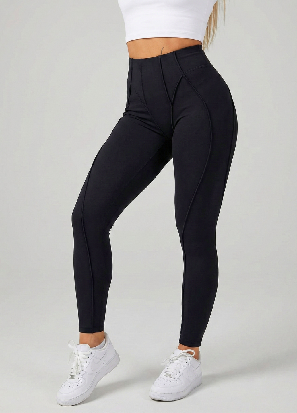 Лосины спортивные женские с наружными швами моделирующие с высокой посадкой гладкие M Черный (70253/M) Лосины спортивные женские с наружными швами моделирующие с высокой посадкой гладкие M Черный (70253/M)