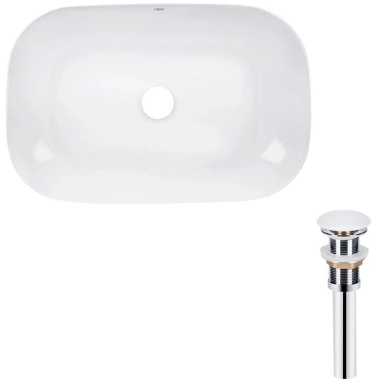 Раковина накладна прямокутна Qtap Robin 600x390x150 мм с донним клапаном PU02 White (QT13112143PWN47297)