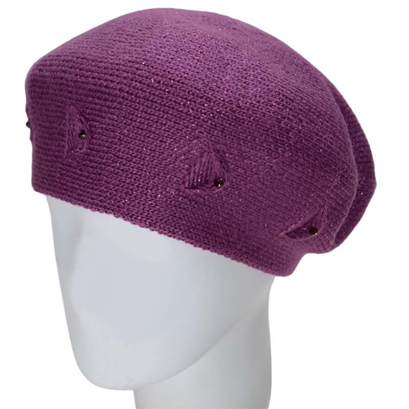 Берет женский Lirus Мариса двойной полушерстяной с люрексовой нитью Сиреневый (119032)