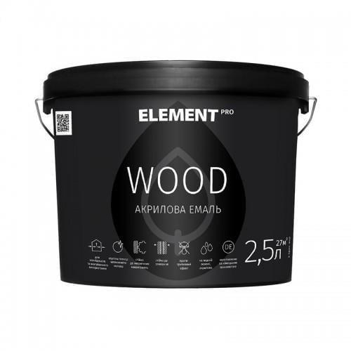 Эмаль акриловая для дерева Element PRO WOOD 2,5 л Белый В1 (1741598150) Эмаль акриловая для дерева Element PRO WOOD 2,5 л Белый В1 (1741598150)