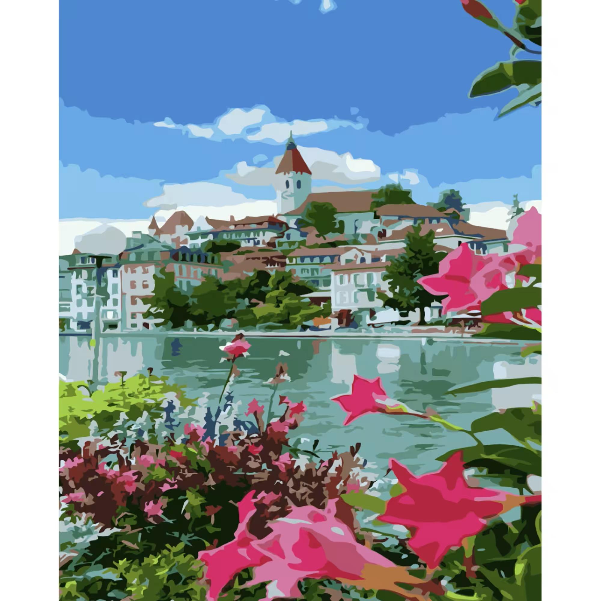 Картина по номерам Strateg Швейцарский городок 30x40 см (SS-6535)