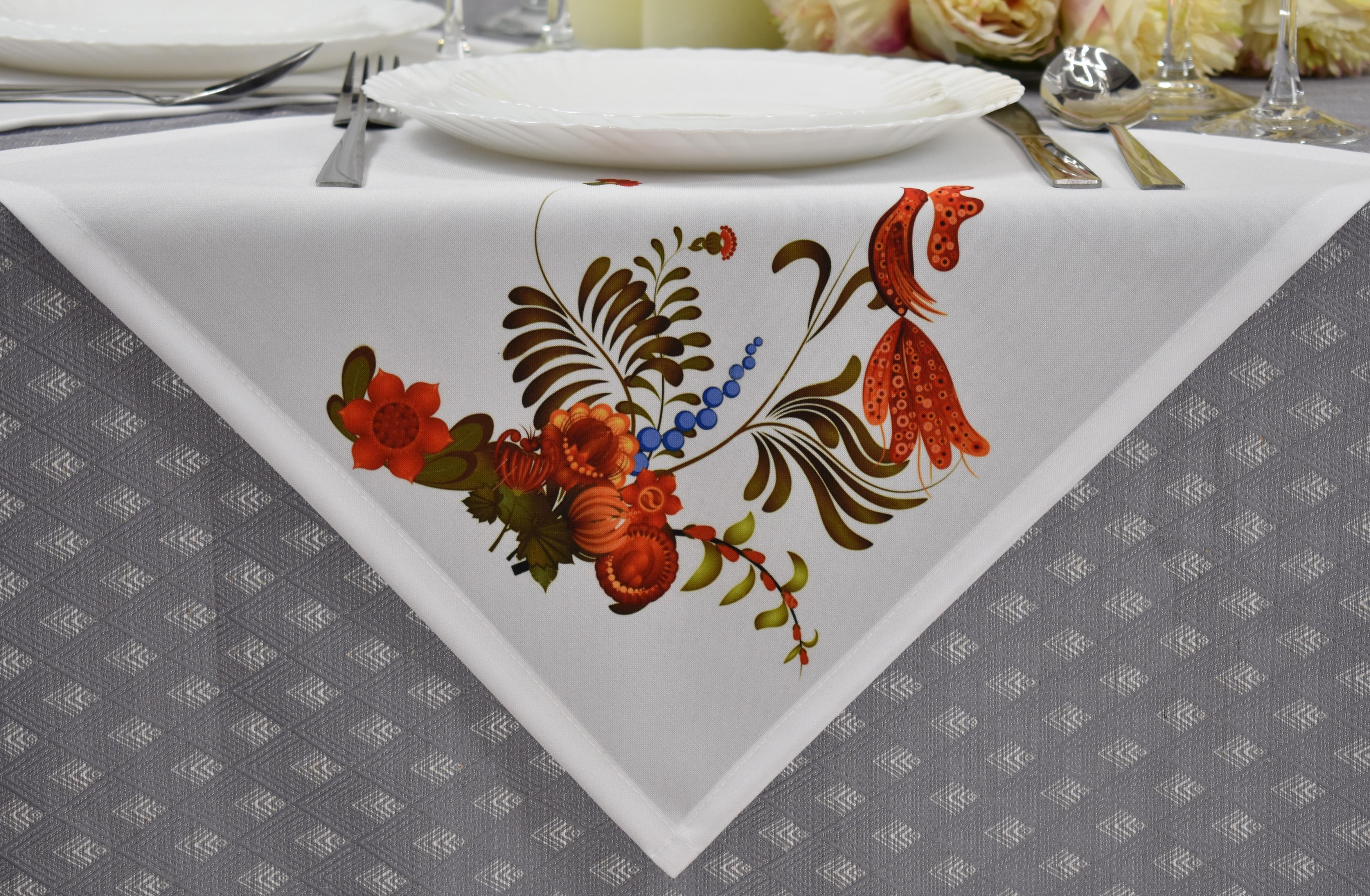 Набор тканевых салфеток Орнамент №2 40х40 см 4 шт. Белый (33186) Набор тканевых салфеток Орнамент №2 40х40 см 4 шт. Белый (33186)