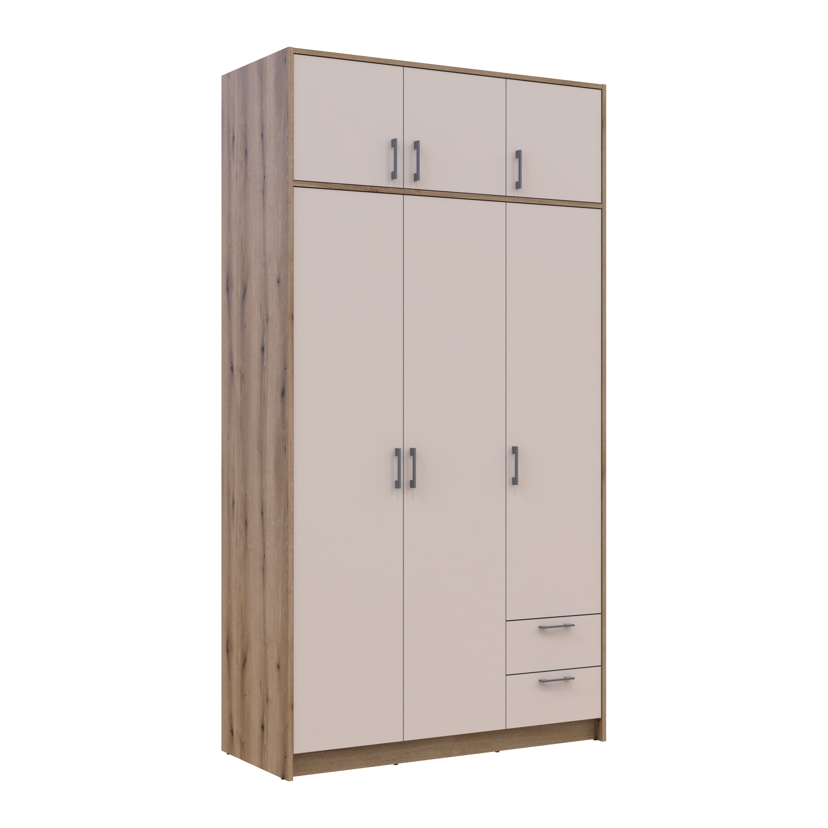 Шафа для одягу Ронді з антресолею 3 ДСП 121х52х236 см Дуб Артізан/Кашемір (80737819) - фото 2 Шафа для одягу Ронді з антресолею 3 ДСП 121х52х236 см Дуб Артізан/Кашемір (80737819) - фото 2