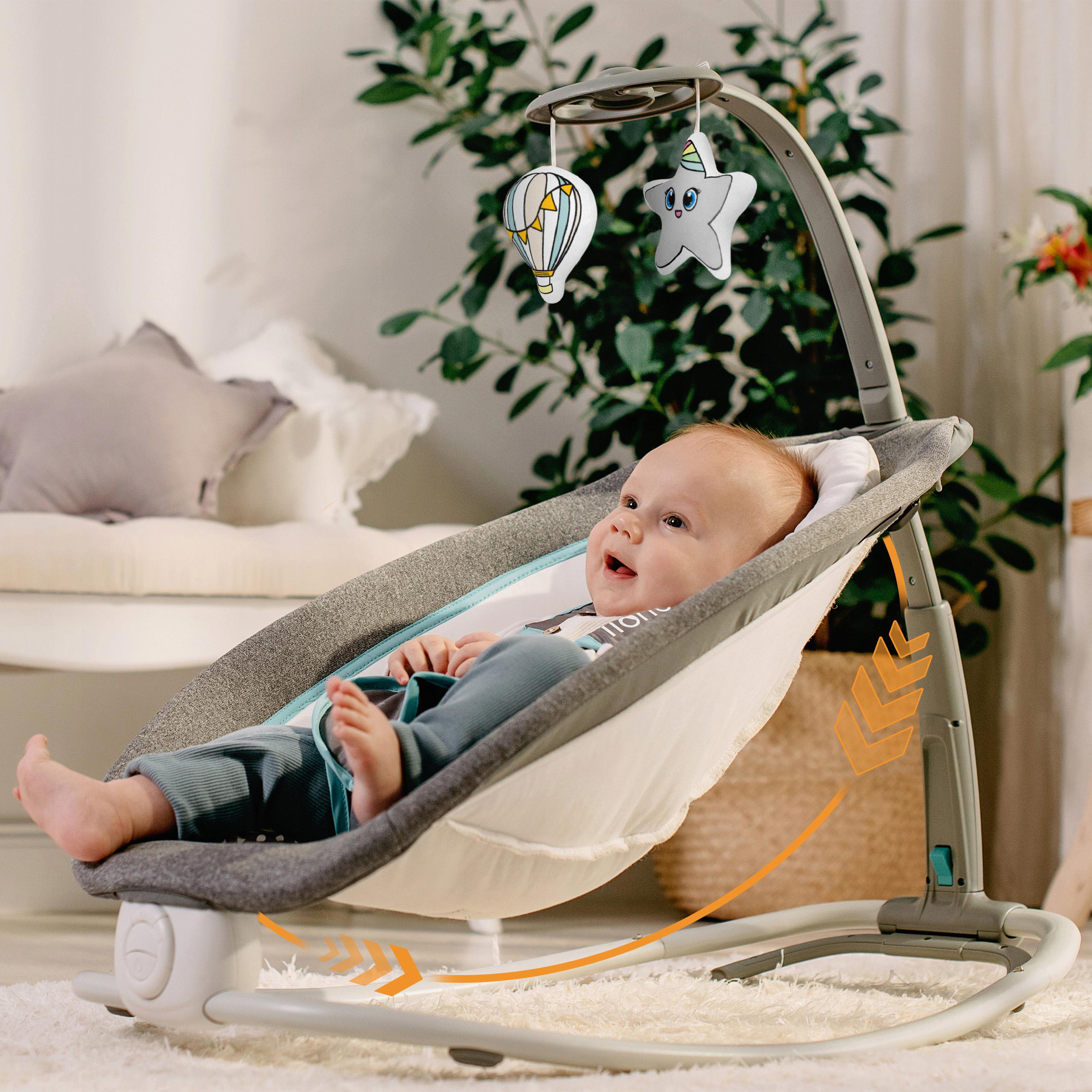 Колиска-гойдалка електрична Lionelo Pascal з вібрацією та мелодіями Сірий (5903771) - фото 6