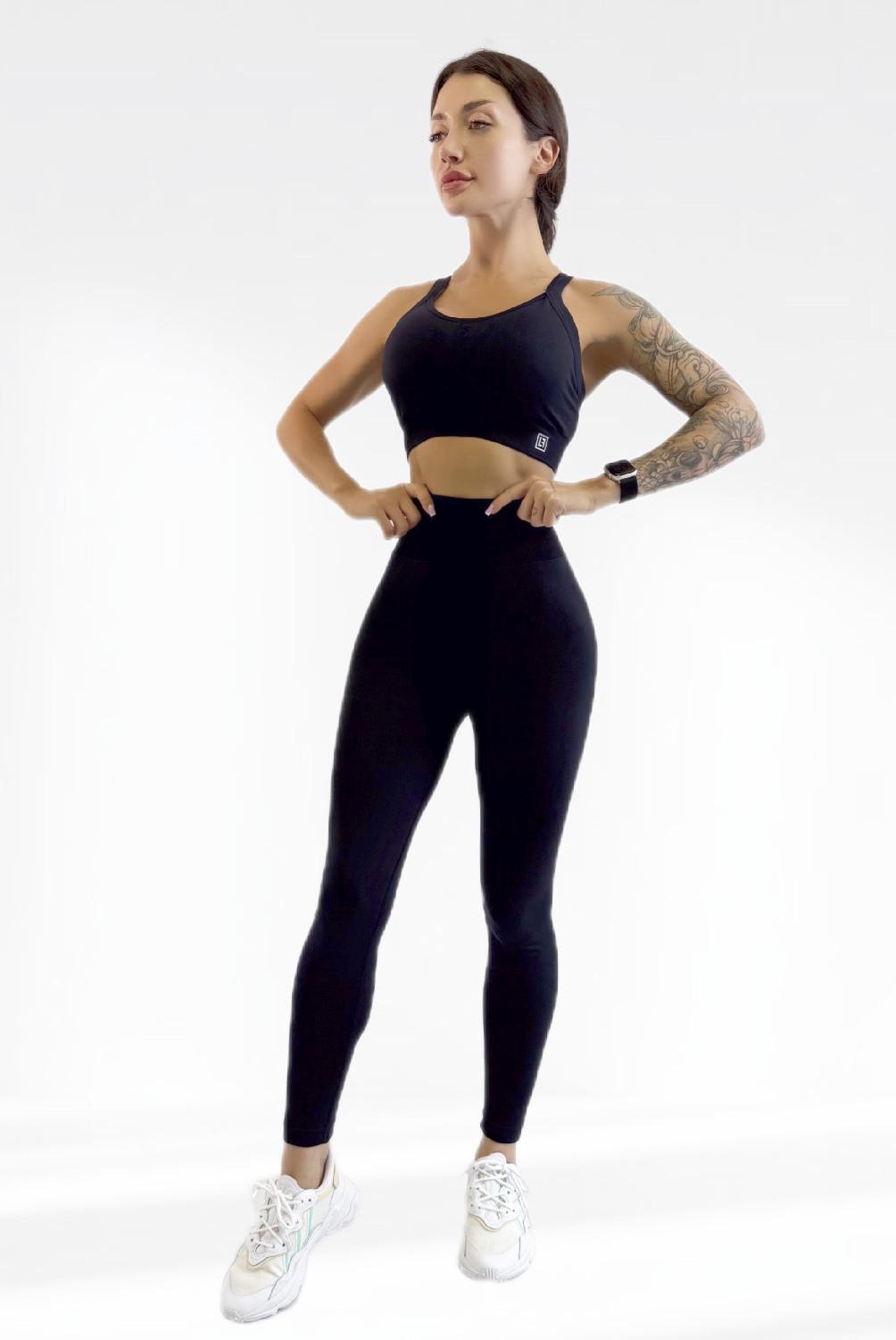 Костюм для фитнеса женский LILAFIT лосины пуш ап/топ S Черный (LFS000157)