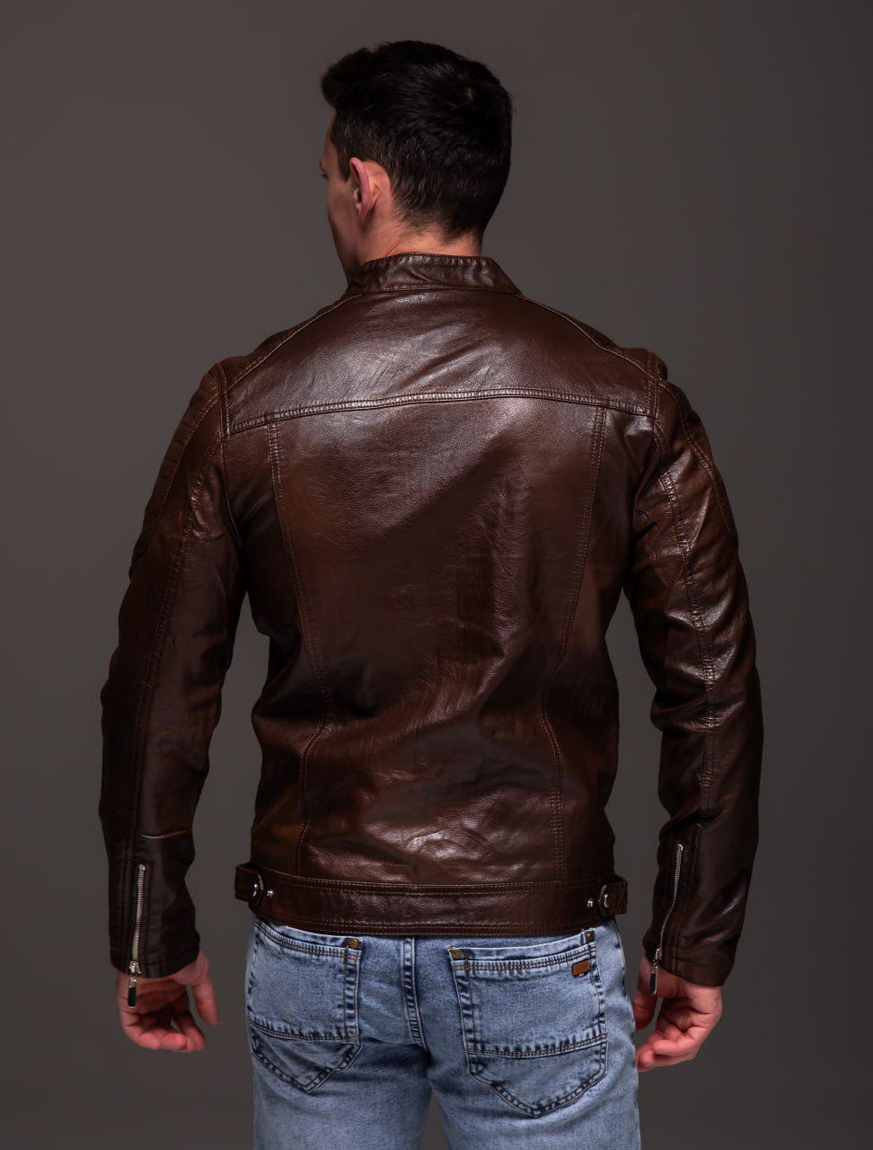 Куртка чоловіча з еко-шкіри M Коричневий (2341/1/3) - фото 6 Куртка чоловіча з еко-шкіри M Коричневий (2341/1/3) - фото 6