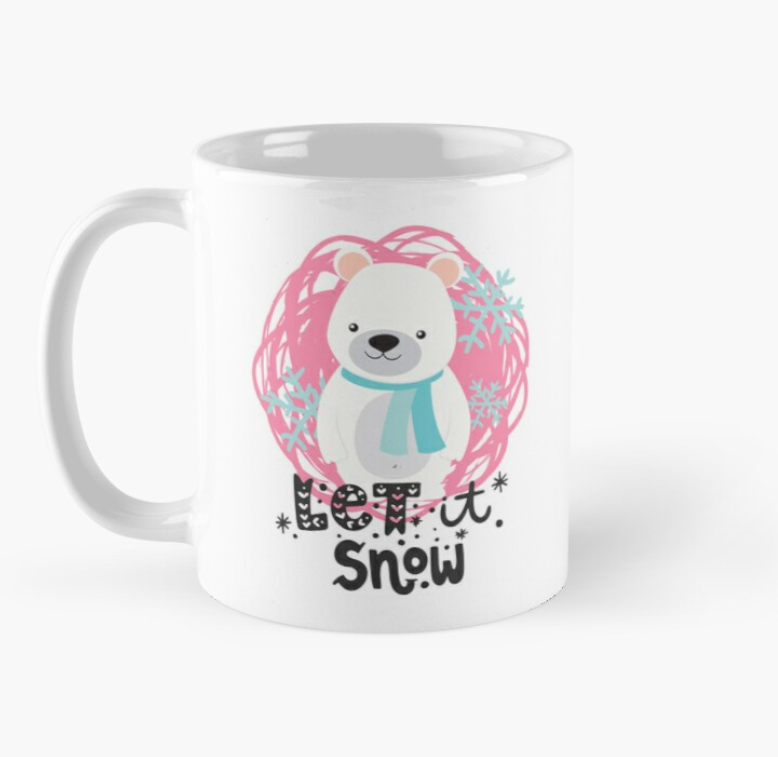 Чашка керамічна з принтом Let it snow Білий ведмідь 330 мл