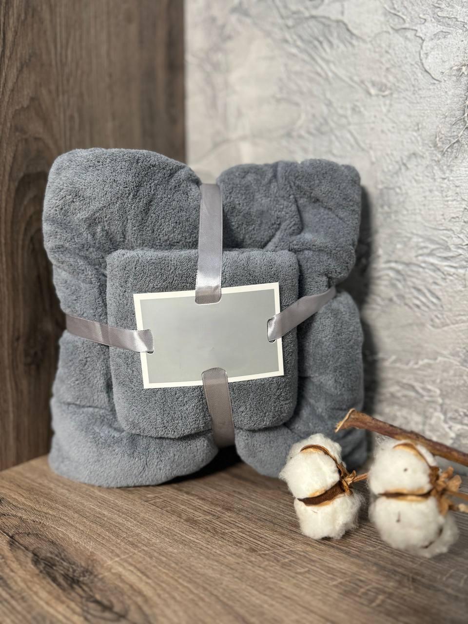 Полотенце из микрофибры Mallory Home 50х90+70х140 см 2 шт. Серый (AL-rushnik-2-03)