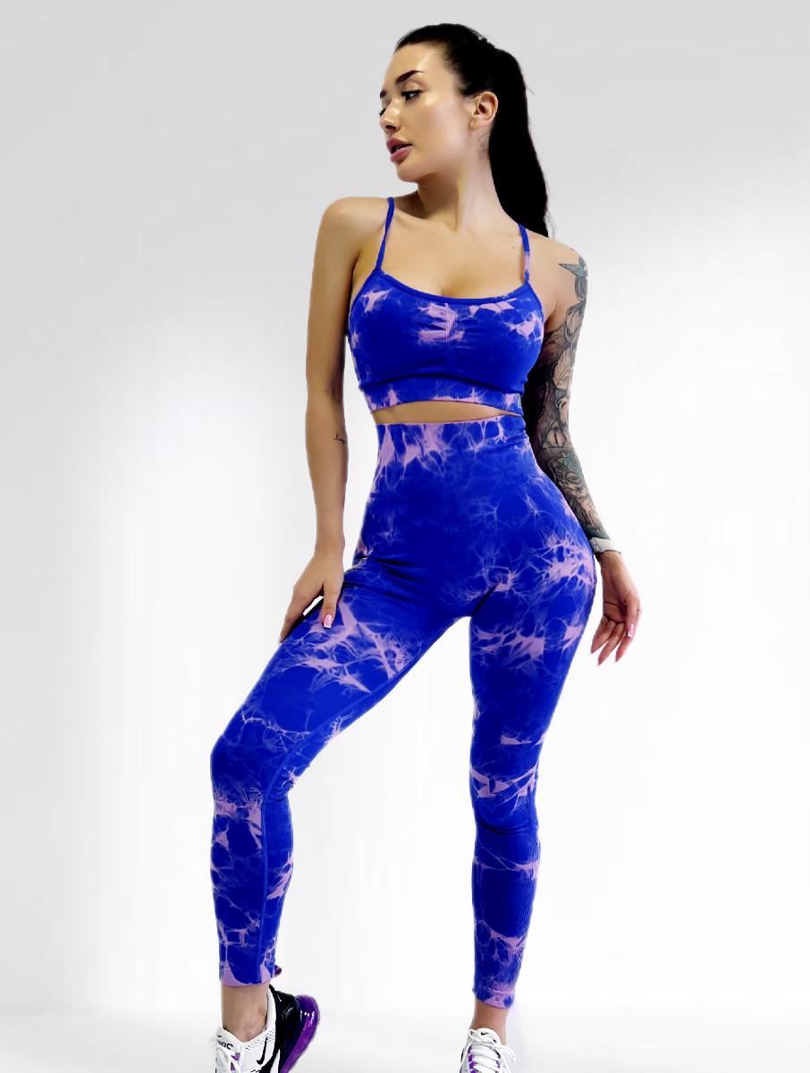 Костюм для фитнеса женский LILAFIT лосины пуш ап и топ M Сине-розовый (LFS000040)