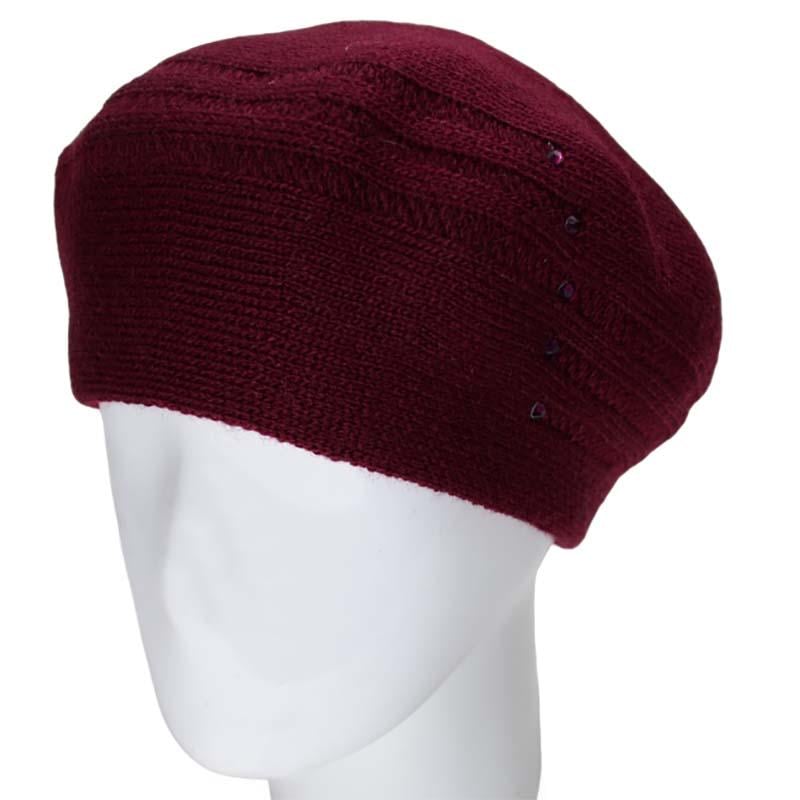 Берет жіночий Lirus Лінія подвійний напіввовняний Бордовий (119075)