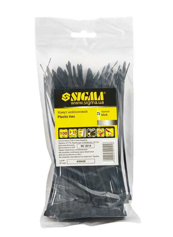 Хомут нейлоновый Sigma 4,8x350 мм 50 шт. Черный (2502261)