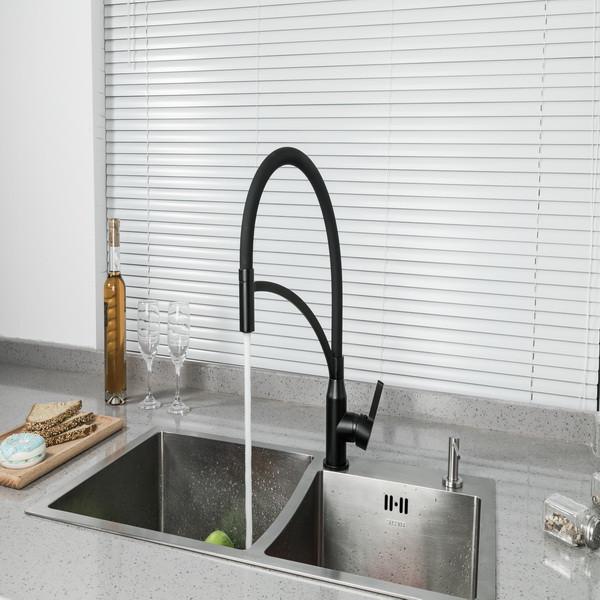 Змішувач для кухні Frap H52 F4552-6 з гнучким виливом Чорний - фото 4 Змішувач для кухні Frap H52 F4552-6 з гнучким виливом Чорний - фото 4