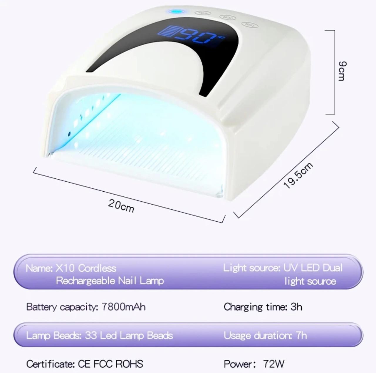 Лампа UV/LED Х10 з акумулятором 7800 mAh для манікюру та педикюру 72 Вт - фото 5