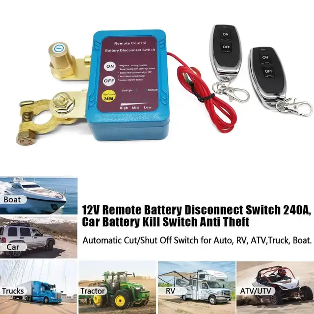 Дистанционный выключатель массы авто 12 В/240 A и 2 пульта/двойное реле - фото 4