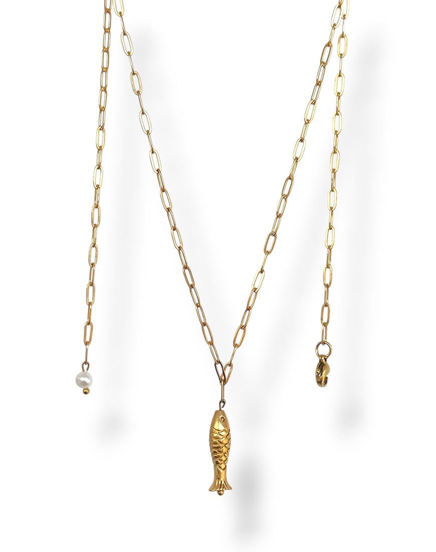 Ланцюжок Golden Fish жіночий NSTONE золотистий One size