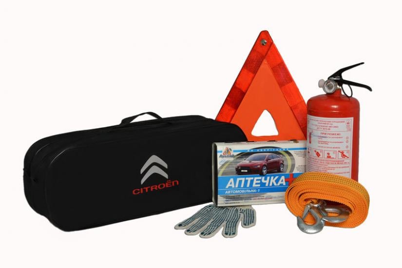 Набор автомобилиста Citroen аптечка/трос/огнетушитель 50х18х17 см Black (117951)