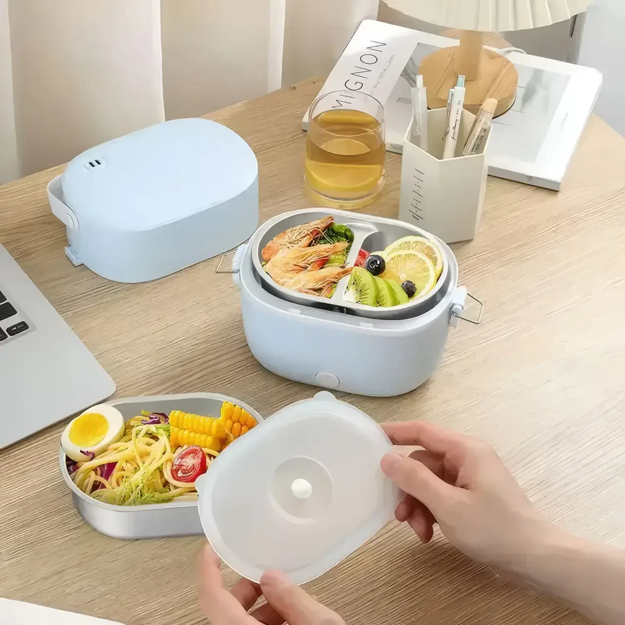 Ланч-бокс з підігрівом на два контейнери з кришками 1 л (LY-800) - фото 3 Ланч-бокс з підігрівом на два контейнери з кришками 1 л (LY-800) - фото 3