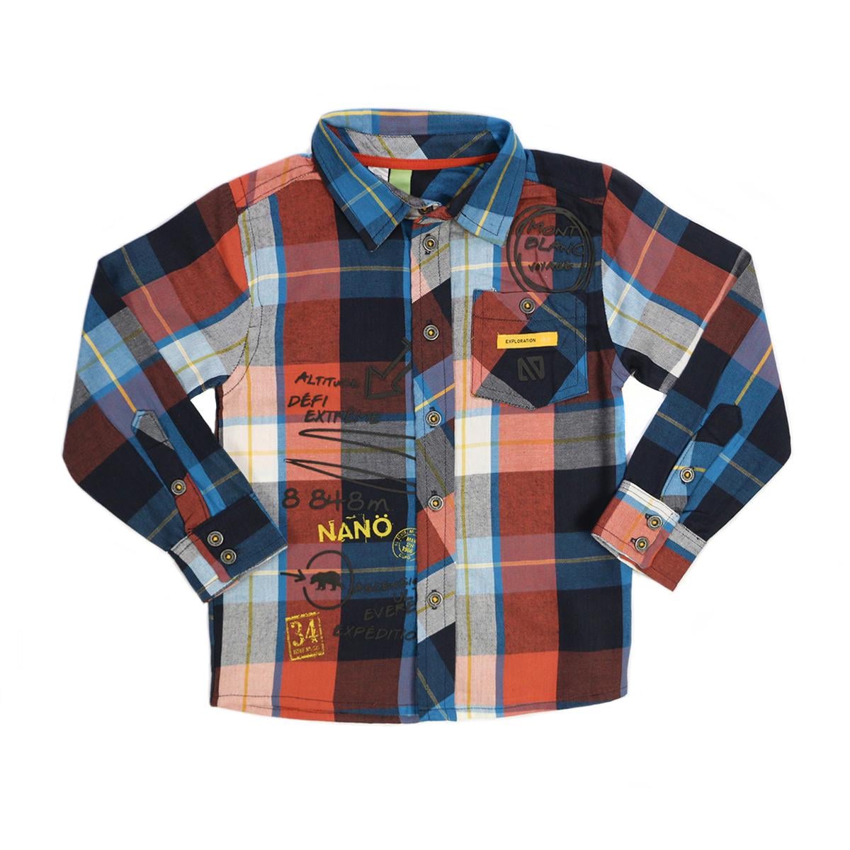 Рубашка детская хлопковая для мальчика Nano F1403-04 в клеточку 94-104 см Темно-синий/красный (F1403-04-3)