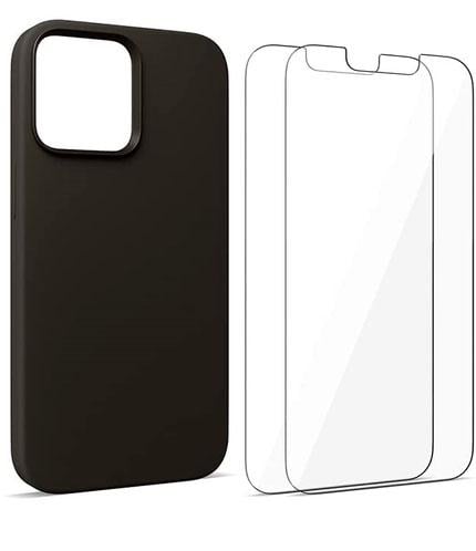 Жидкий силиконовый чехол FlexGear [Flex360] для iPhone 13 Pro и 2 протектора экрана из закаленного стекла - Black (502307121)