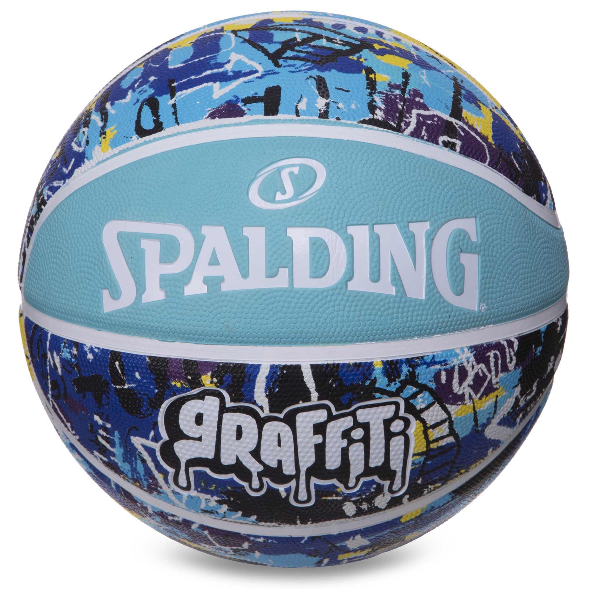 Мяч баскетбольный резиновый SPALDING GRAFFITI №7 Голубой/Синий (84373Y)