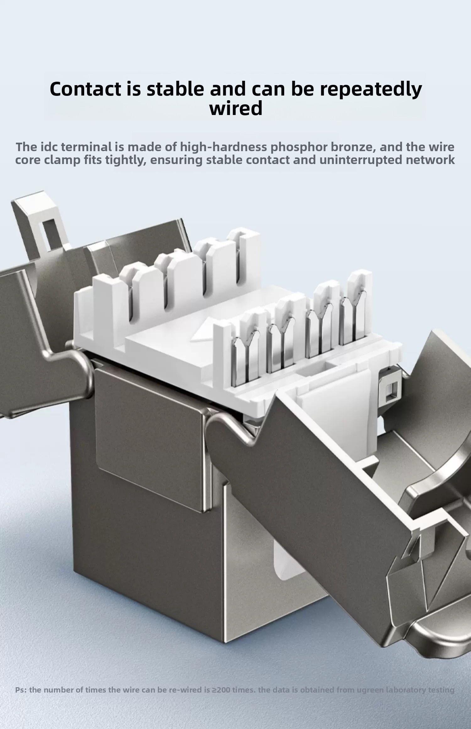 Модуль Ugreen RJ45 CAT.7 Keystone 180° 10 гбіт/с Срібний (29657169) - фото 13 Модуль Ugreen RJ45 CAT.7 Keystone 180° 10 гбіт/с Срібний (29657169) - фото 13