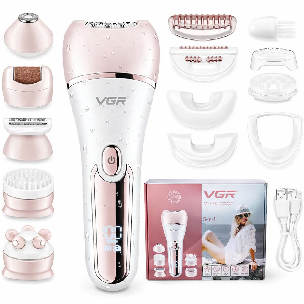 Епілятор жіночий акумуляторний VGR V-733 IPX7LED Рожевий (31633104)