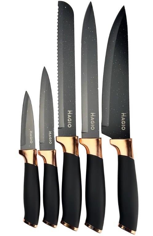 Набор ножей универсальный Magio MG-1091 5 с подставкой Черный (2098703626)