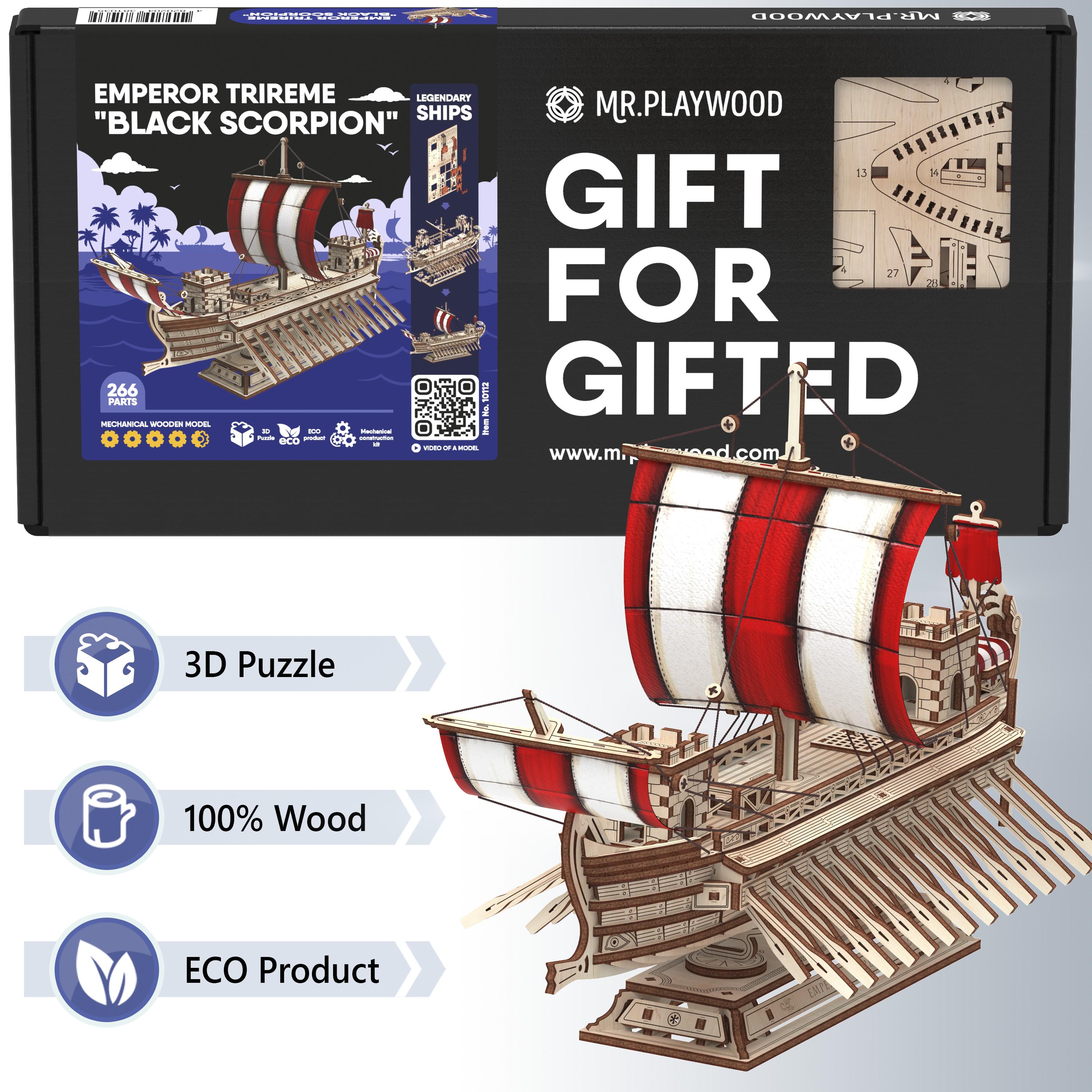 Конструктор дерев'яний Mr Playwood Корабель Імператорська трієра Чорний Скорпіон (10112) - фото 9 Конструктор дерев'яний Mr Playwood Корабель Імператорська трієра Чорний Скорпіон (10112) - фото 9