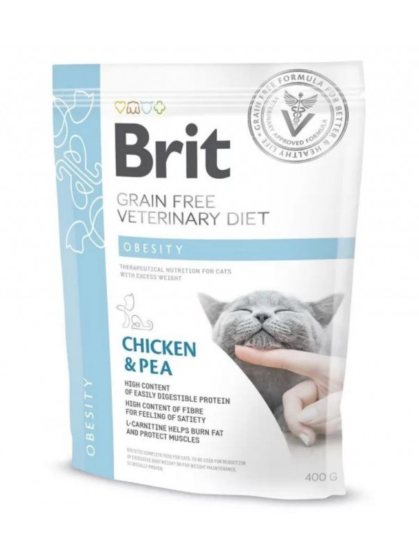 Корм сухий Brit GF VetDiet Cat Obesity для котів при зайвій вазі та ожирінні з куркою та горохом 400 г