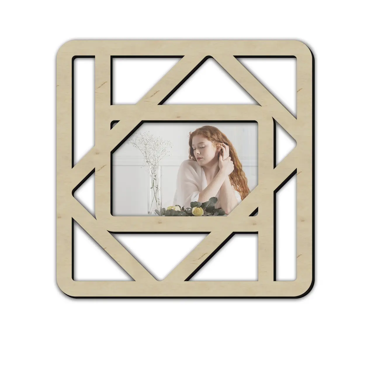 Рамка для фото геометрична дерев'яна Натуральний (boho_rectangles_modern) - фото 1