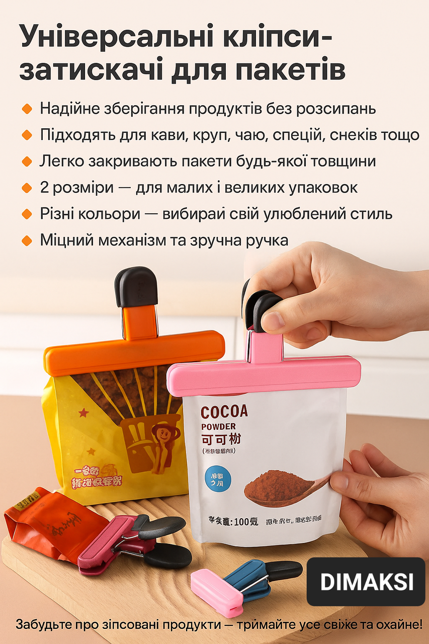 Затискач кліпса для пакетів великий Зелений (2703759809) - фото 2 Затискач кліпса для пакетів великий Зелений (2703759809) - фото 2