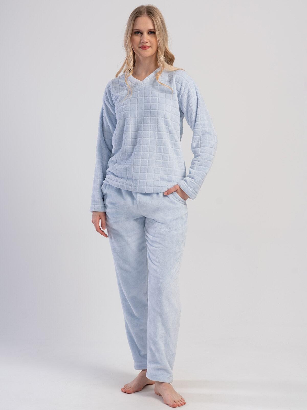 Пижама женская с брюками Vienetta Soft&Pure Welsoft 403116k теплая махровая XL Голубой (30071015)