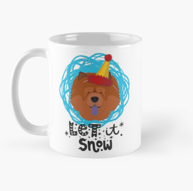 Чашка керамическая с принтом Let it snow Чау чау новогодний 330 мл Белый Чашка керамическая с принтом Let it snow Чау чау новогодний 330 мл Белый