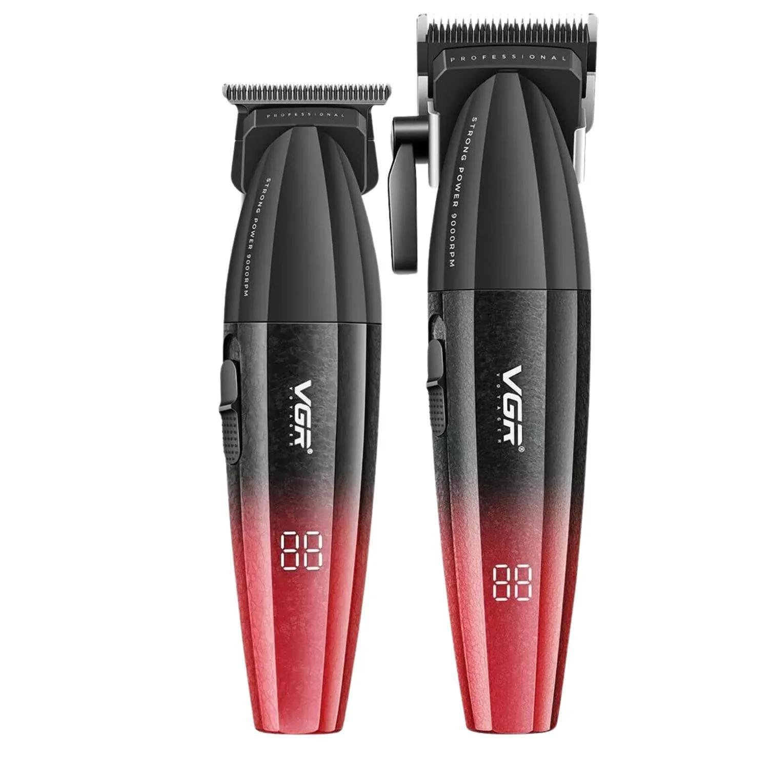 Набор для стрижки VGR V-640 машинка/триммер и 9 насадок 2000 mAh Red (9056)