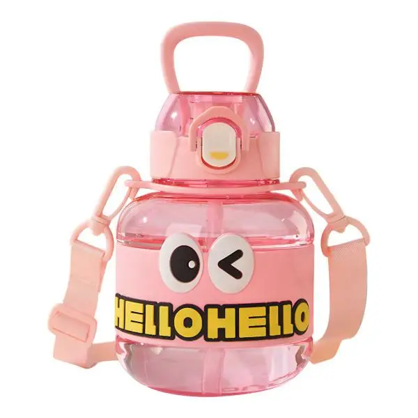 Бутылка для воды HELLO-HELLO с трубочкой 680 мл Розовый (HP-14-46P)