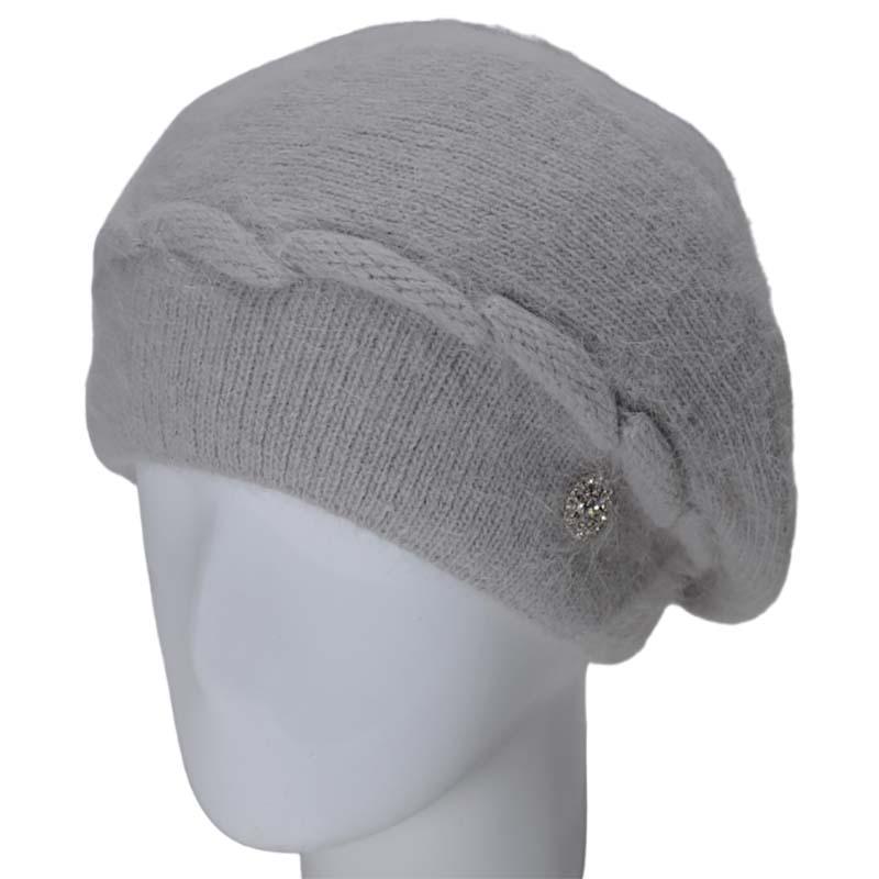 Берет женский Novita Динар ангоровый зимний Серо-голубой (118718)