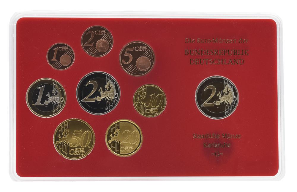 Коллекционные монеты Германия набор из 9 монет евро 2008 UNC G 1/2/5/10/20/50 евроцентов/1/2 евро/памятная 2 евро Блистер (М22715)