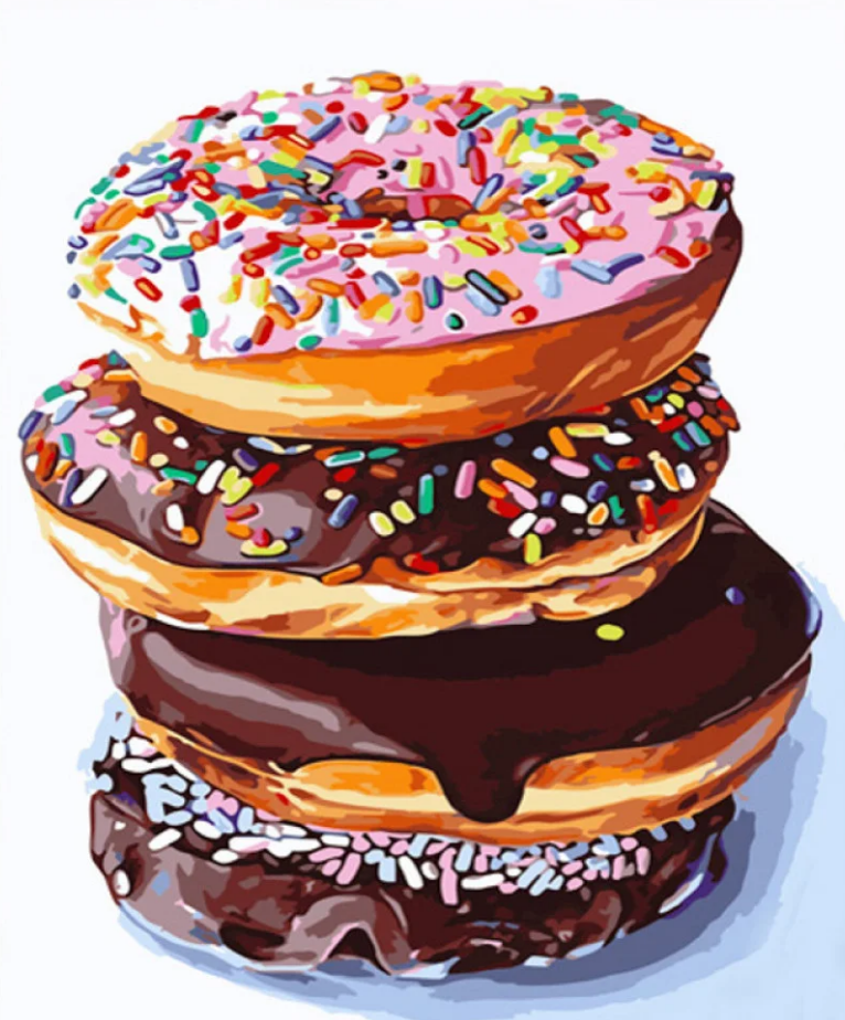 Картина по номерам Strateg Сладкие донаты 40x50 см (GS668)