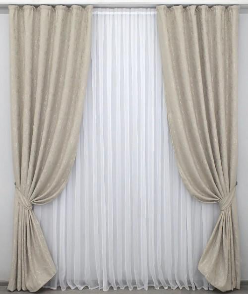 Тканина для штор льон Бежевий (1177ш) - фото 4 Тканина для штор льон Бежевий (1177ш) - фото 4