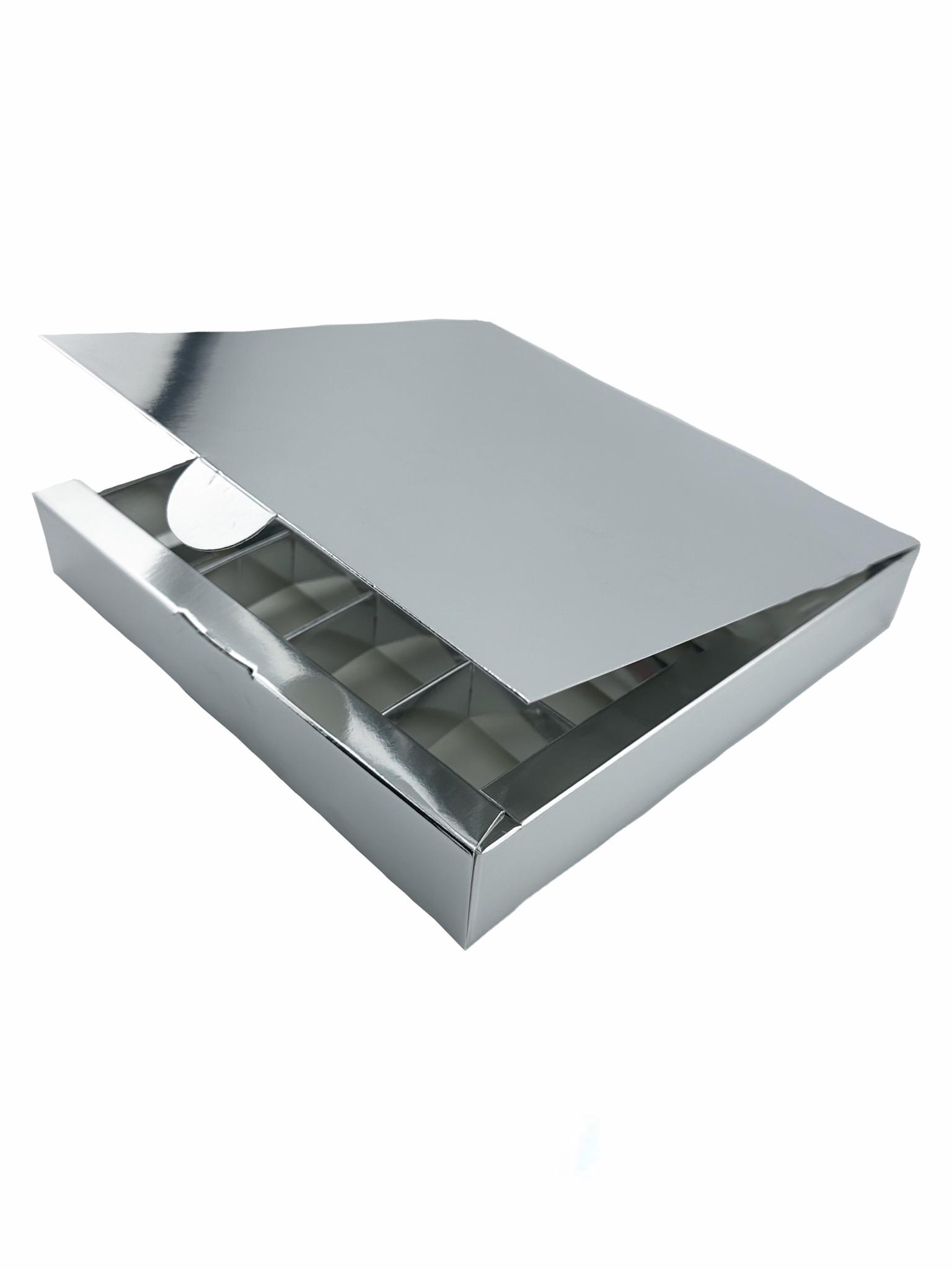 Коробка для конфет на 16 шт. 185х185х30 мм Серебряный (11731)